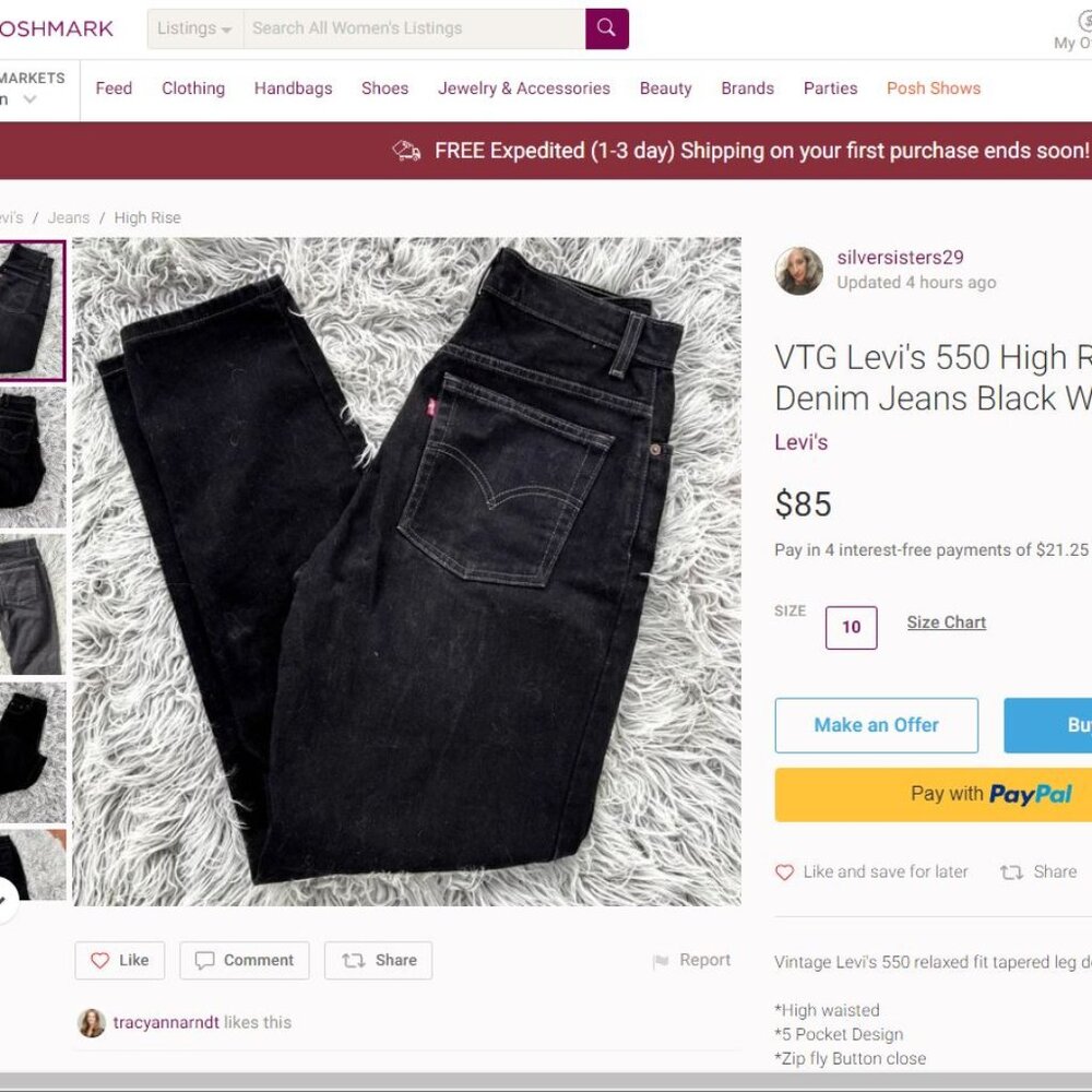 Woman Red Tab Levis Sz 10